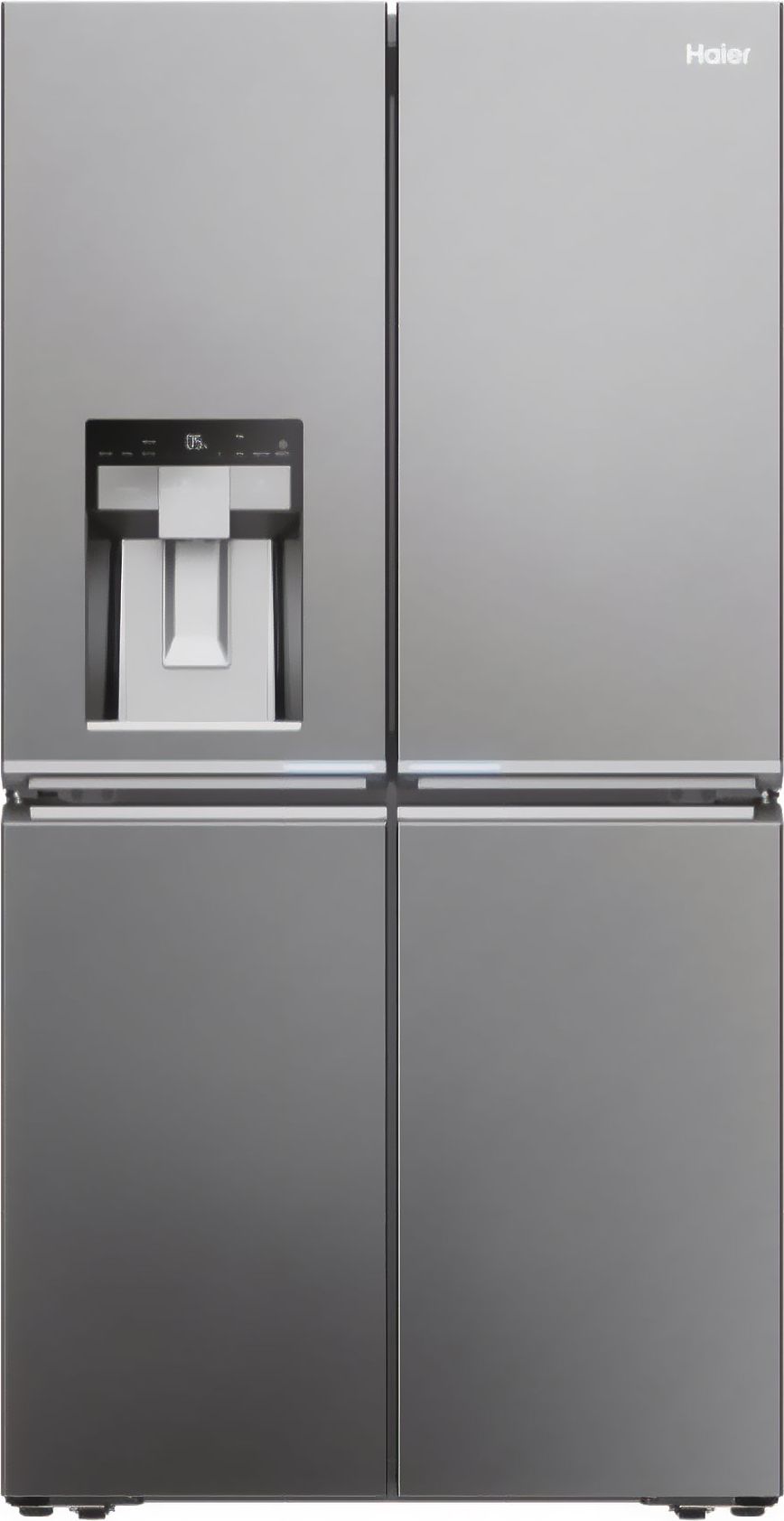 Haier Cube 90 Series 7 HCR7918EIMP Plumbed Total No Frost American Fridge Freezer - Platinum Inox - E Rated, Silver