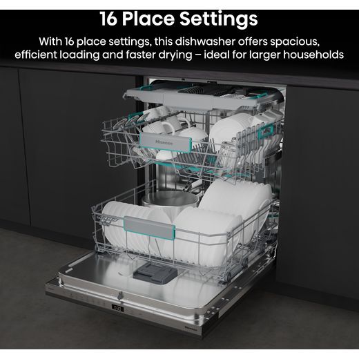 Hisense HV16CUK Full-Size Fully Integrated Dishwasher - Annotation - 16 place settings