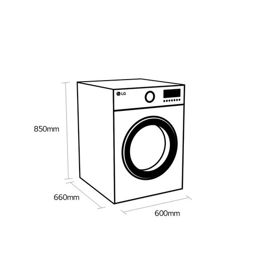 LG Series 4 ThinQ™ FDV709W Wifi Connected 9Kg Heat Pump Tumble Dryer - White - Dimensions