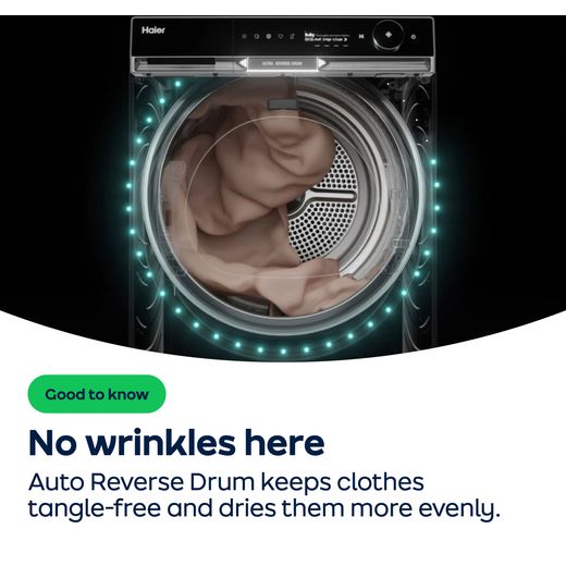 Haier X Series 5 HWD90BP14357TUUK Wifi Connected 9Kg / 5Kg Washer Dryer with 1400 rpm - White - AO Annotation - Auto-Reverse-Drum