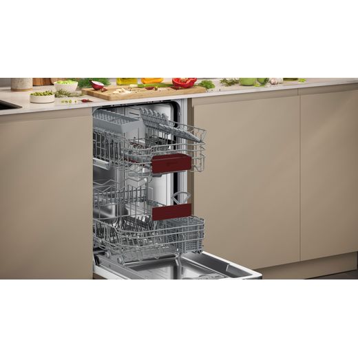 NEFF N50 Integrated Slimline Dishwasher - Silver - Dishwasher if with door open shot