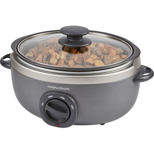 Morphy Richards 460022 Slow Cooker - Titanium - High left perpsective shot