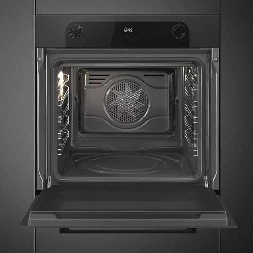 Smeg Musa SF6200TBI Built In Electric Single Oven - Black - Front with door open shot
