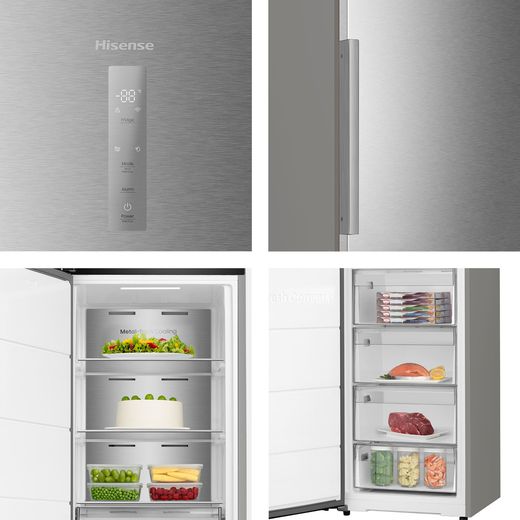 Hisense FT3K310SAIE 186cm Upright Freezer - Silver - close up detail shot