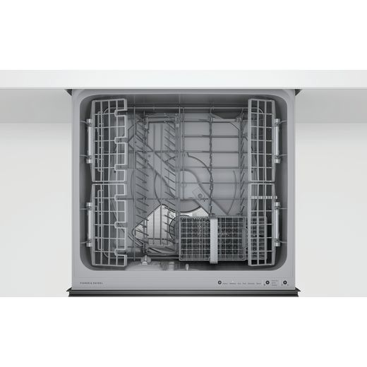 Dishwasher DishDrawer™ Double, 12 Place Settings, Black Steel, Recessed handle, WiFi, compatible with SmartHQ App - Dishwasher in kitchen with top drawer open