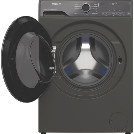 Hotpoint HP 124GA CARE UK Washing Machine with 1400 rpm - Grey - Front with door one shot 