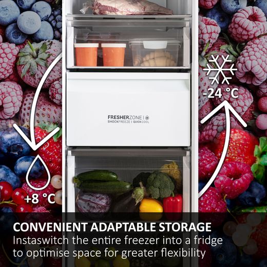 Haier InstaSwitch Frost Free Upright Freezer - White - Annotation - Storage