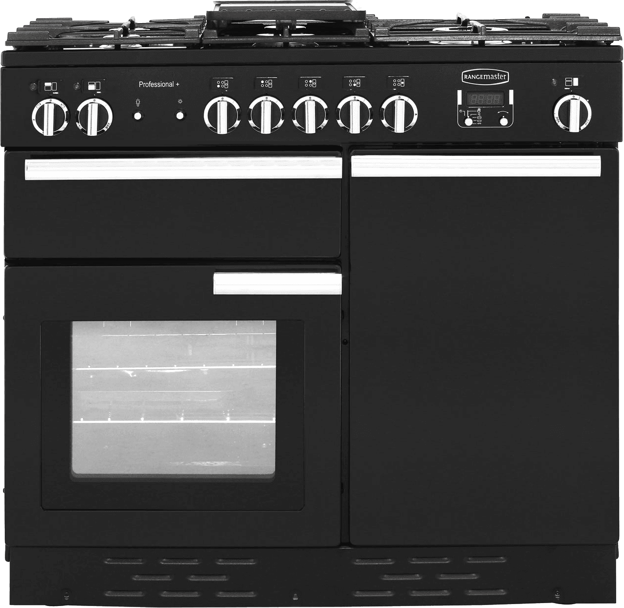 Rangemaster Professional Plus PROP100DFFGB/C 100cm Dual Fuel Range Cooker - Black - A/A Rated, Black