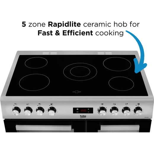 Beko KDVC90X 90cm Electric Range Cooker with Ceramic Hob - Stainless Steel