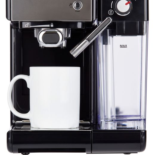 Breville One-Touch Espresso Coffee Machine - Black / Chrome - Front ceramic mug shot