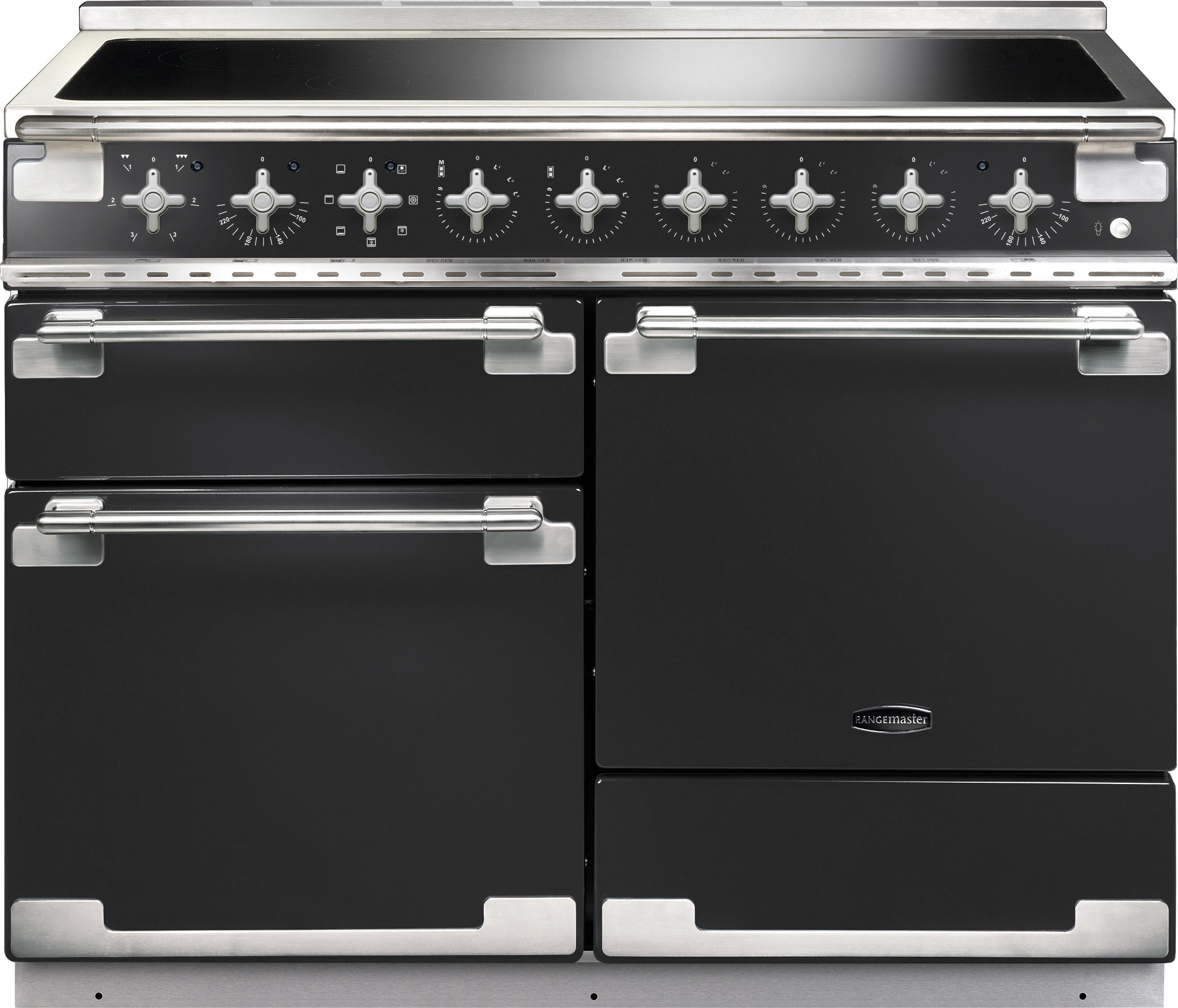 Rangemaster Elise ELS110EICB 110cm Electric Range Cooker with Induction Hob - Charcoal Black - A/A/A Rated, Charcoal Black