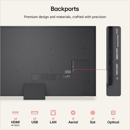 LG evo AI 100" 4K Ultra HD MiniLED Smart TV - Annotation - port shot 
