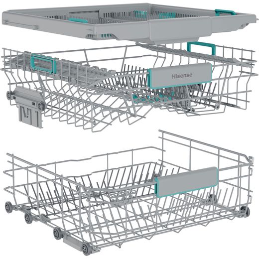Hisense Fully Integrated Standard Dishwasher - Silver - Right rack perpsective shot