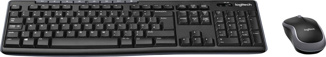 Logitech MK270 Wireless USB Keyboard with Optical Mouse - Black