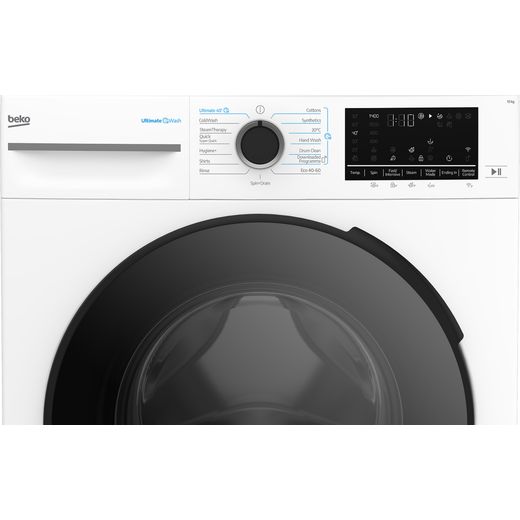 Beko BM5WT61341TW 13kg WiFi Connected Washing Machine with 1400 rpm - White - close up of control panel