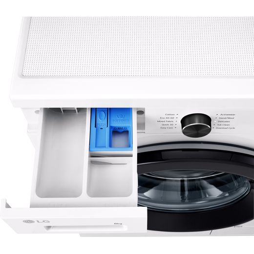 LG X10 Series Direct Drive™ F4X1009NWK 9kg Washing Machine with 1400 rpm - White - Detergent tray shot