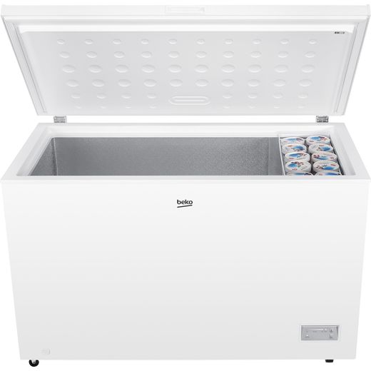 Beko Chest Freezer - White - Front with lid open shot