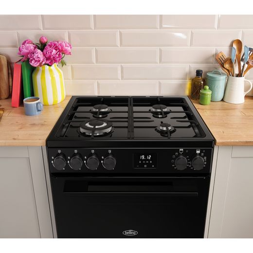 Belling BEL FSA VISION 60DF 60cm Double Oven Dual Fuel Mini Range Cooker - Black - Cooker in kitchen