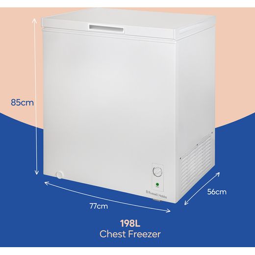 Russell Hobbs RH198CF0E1W 198L Chest Freezer - White - Annotation - Dimensions shot
