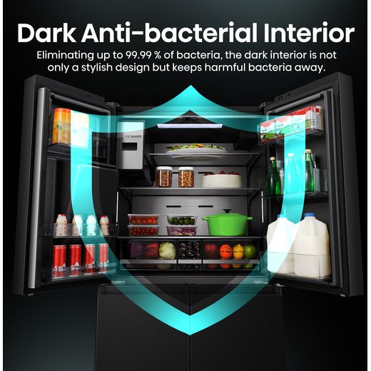 Hisense Pureflat Eclipse American Fridge Freezer - Black - Annotation - Dark Anti-bacterial interior