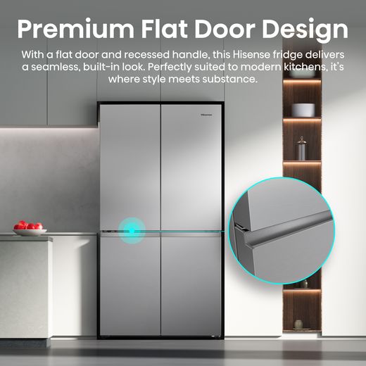 Hisense American Fridge Freezer - Stainless Steel - Annotation - flat door design shot
