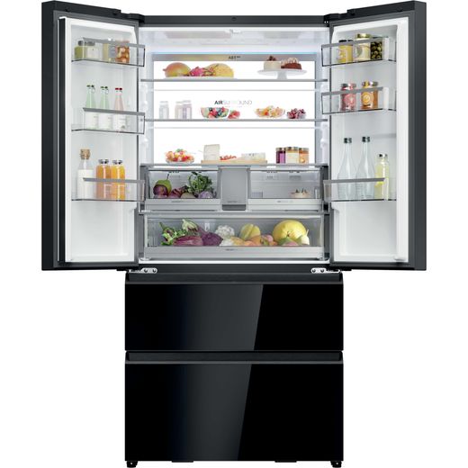 Haier FD 90 Series 7 American Fridge Freezer - Obsidian Black - Doors open