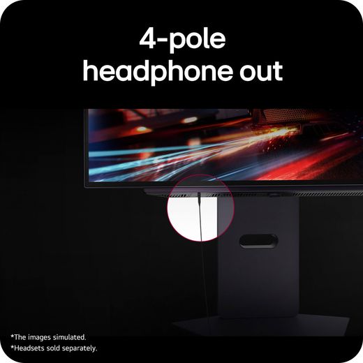 LG 27" Quad HD 280Hz OLED Gaming Monitor with FreeSync™ Premium Pro with NVidia G-Sync - Black - annotation - headphone shot