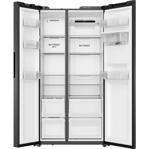 Hoover H-FRIDGE 500 MAXI American Fridge Freezer - Black - Front with door open shot