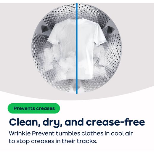 Samsung Series 7 OptimalDry™ DV90T6240LN Wifi Connected 9Kg Heat Pump Tumble Dryer - Graphite - Annotation - Wrinkle prevent shot