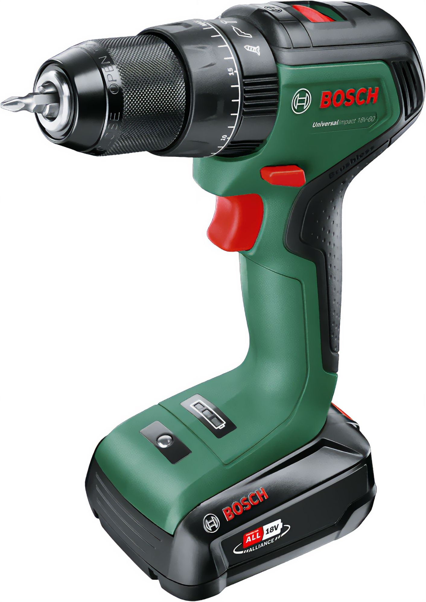 Bosch UniversalDrill 18V-60 Cordless Drill - 18V - 60 N⋅m - 13mm Chuck - Green