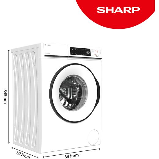 Sharp ES-NFB814BWNA-EN 8kg Washing Machine with 1400 rpm - White - Dimensions