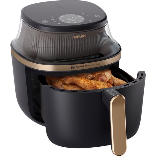 Philips 3000 Series NA342/09 Air Fryer - Black / Gold - Right perpsective shot