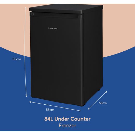Russell Hobbs Under Counter Freezer - Black - Annotation - Dimension shot