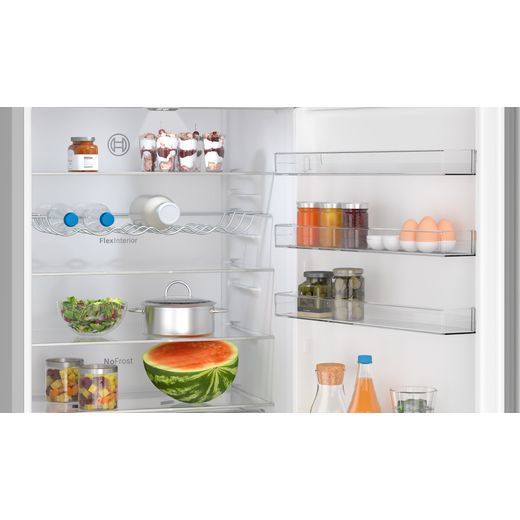 Bosch Series 4 70/30 Frost Free Fridge Freezer - Stainless Steel Effect - Close up with door open shot