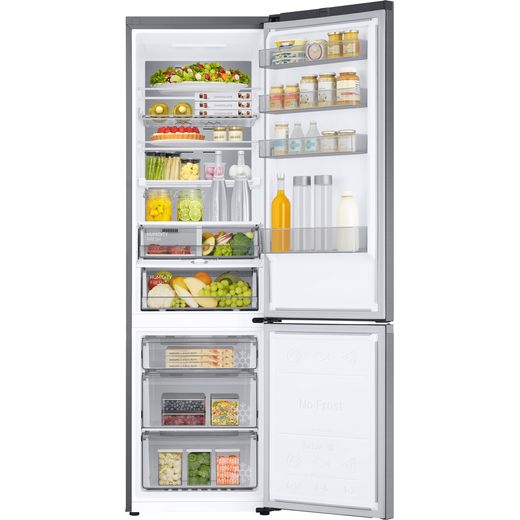 Samsung Bespoke 70/30 Total No Frost Fridge Freezer - Refined Steel - Front with door open shot
