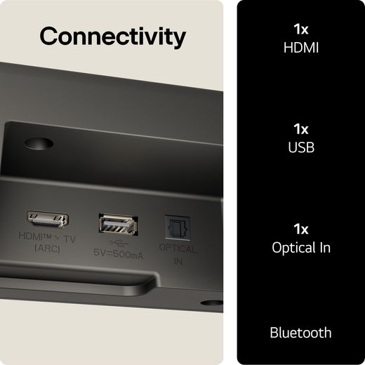 LG US60T.AGBRLLK Bluetooth 3.1 Soundbar - Black - Annotation - Connectivity shot