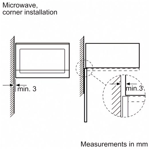 Bosch Series 4 BFL523MS0B 38cm tall, 59cm wide, Built In Compact Microwave - Stainless Steel - Dimensions
