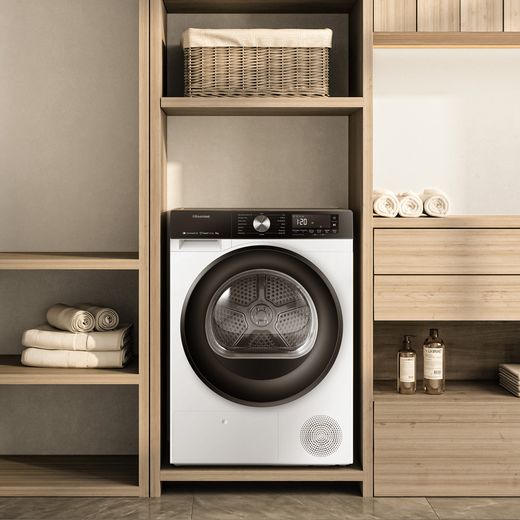 Hisense 3S Series DH3S902BWCC Wifi Connected 9Kg Heat Pump Tumble Dryer - White - Tumble dryer in room