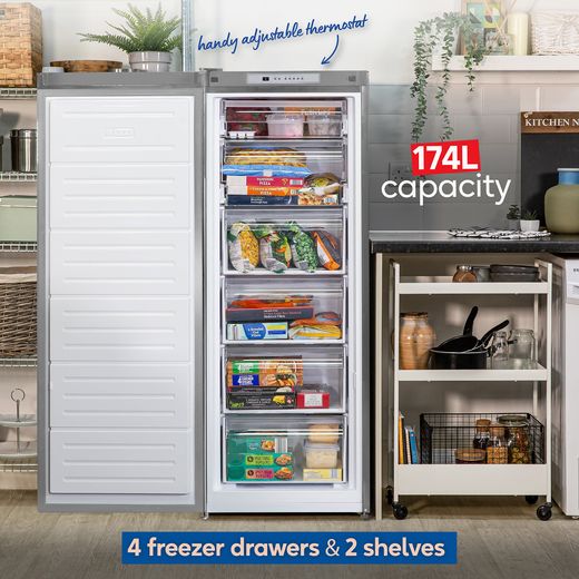 Russell Hobbs Small Frost Free Fridge Freezer - Silver - Annotation - 174L capacity