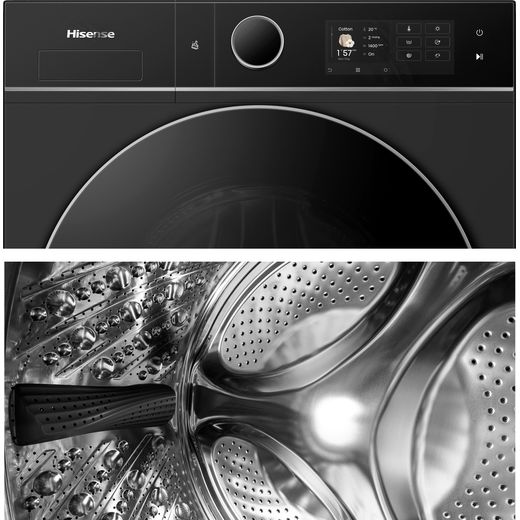 Hisense KitchenFit 5i Series WD5I1245BBRH Wifi Connected / 8Kg Washer Dryer with 1400 rpm - Black - close up detail shot 