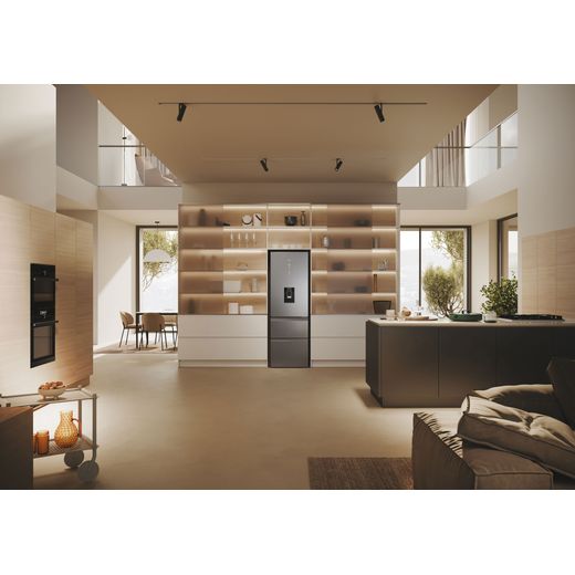 Haier 3D 60 Series 5 HTW5618EWMG Wifi Connected 185cm High 60/40 No Frost Fridge Freezer - Stainless Steel  - Fridge freezer in kitchen shot