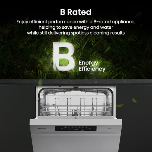 Hisense Hi4 Standard Dishwasher - Silver - Annotation - B rated