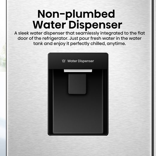Hisense American Fridge Freezer - Stainless Steel  - Annotation - Non plumbed water dispenser shot