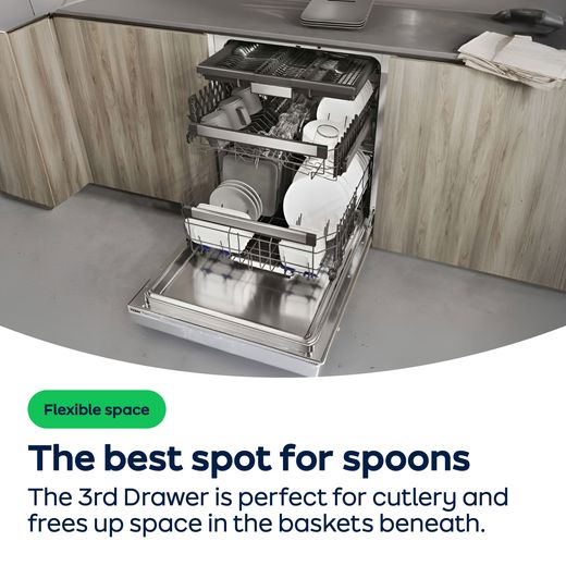 Haier I-Pro Shine Series 5 Slimline Dishwasher - Silver  - AO Annotation - Third-Drawer