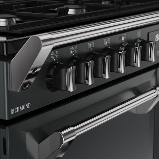 Stoves Richmond 110cm Dual Fuel Range Cooker - Anthracite - Close up handle shot