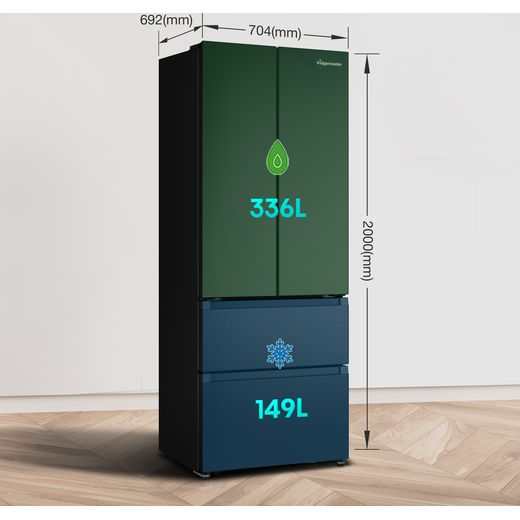 Fridgemaster American Fridge Freezer - Black - Annotation - Dimensions  shot