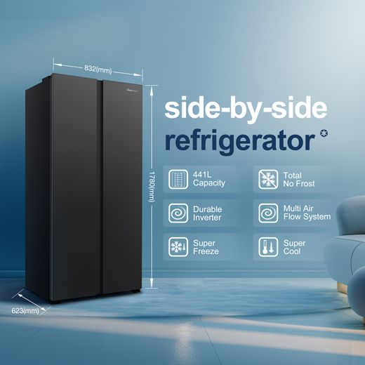 Fridgemaster American Fridge Freezer - Black - Features