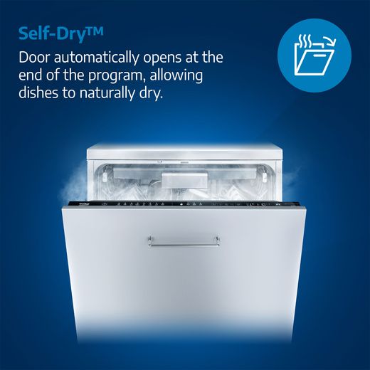 Beko b300 Fully Integrated Standard Dishwasher - Stainless Steel - Annotation - Self-Dry