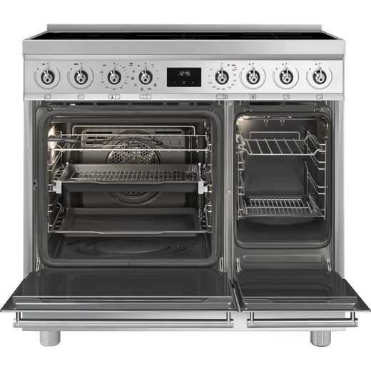 Smeg Electric Cooker with - Stainless Steel - Front with door open shot