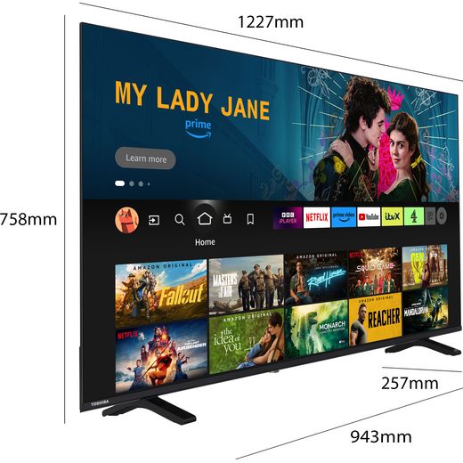 Toshiba UF26 Fire 55" 4K Ultra HD LCD Smart Fire TV [2026] - Dimensions